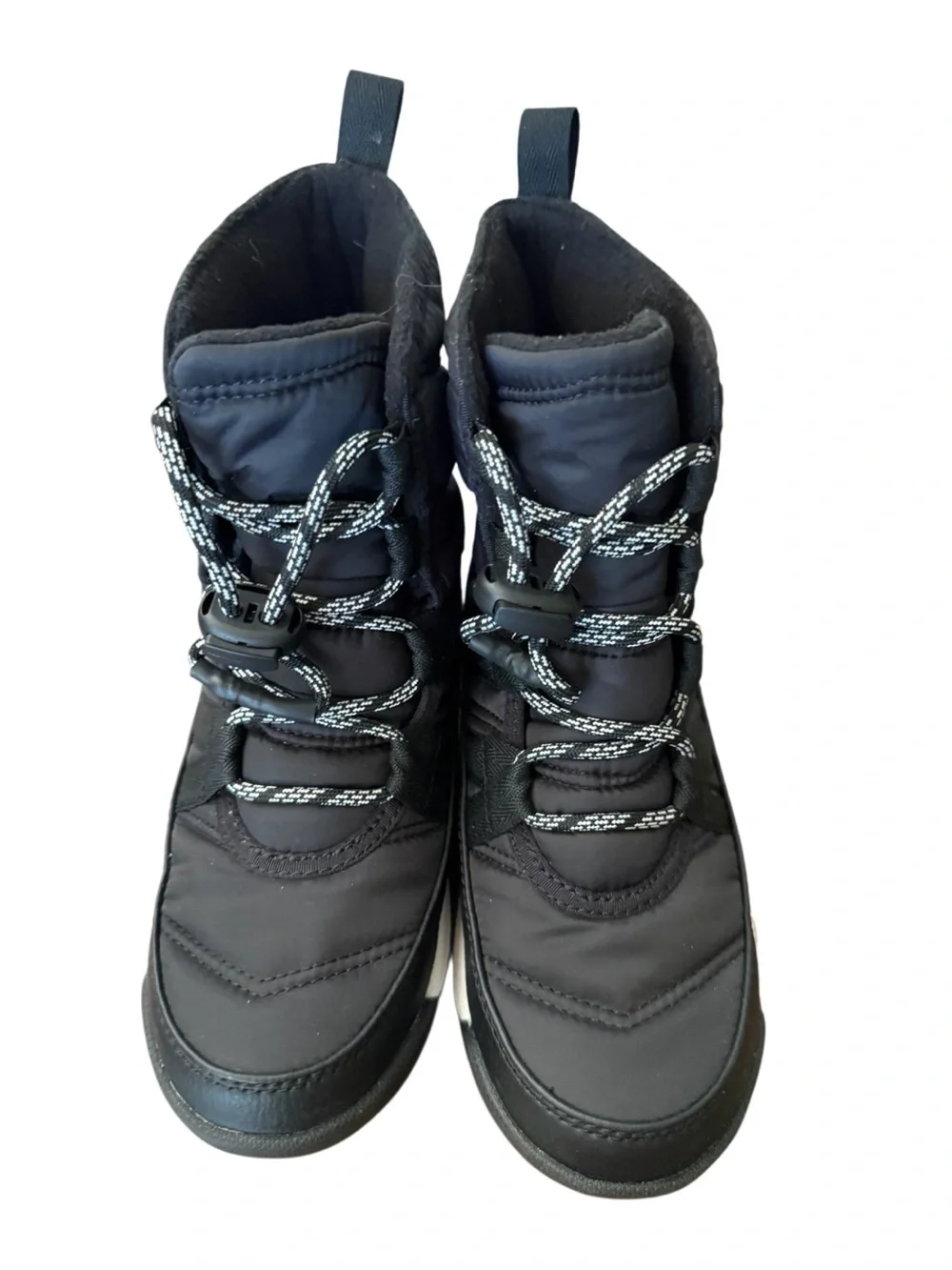 Sorel Youth Whitney II  Black and White Lace-Up Winter Boots -Size 1 NWOT